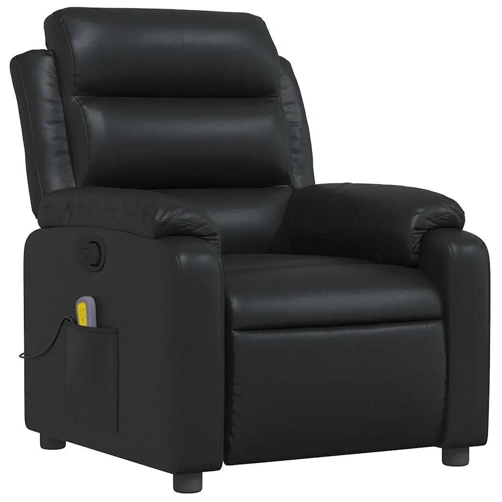 Massage Recliner Chair Faux Leather Black Manual Reclining Armchair Vibration