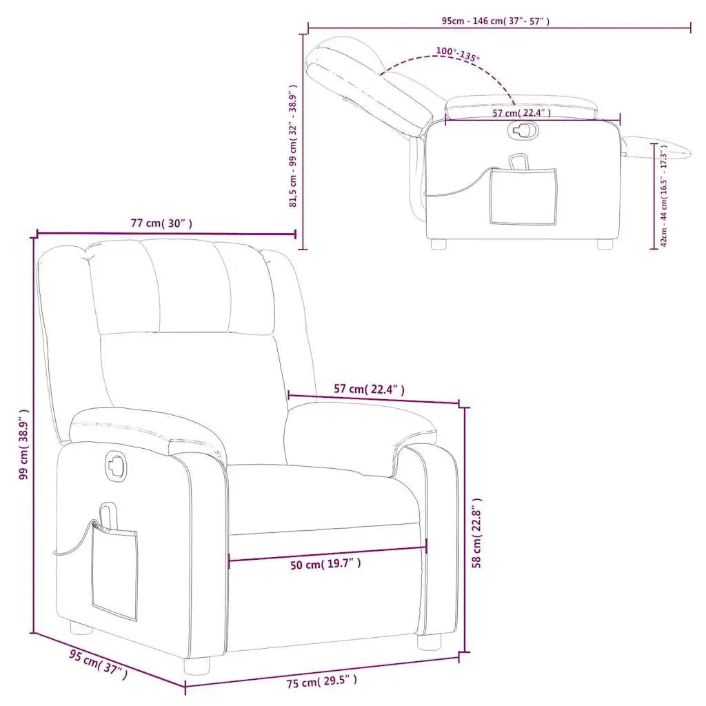 Massage Recliner Chair Fabric Light Grey Manual Recline Vibration