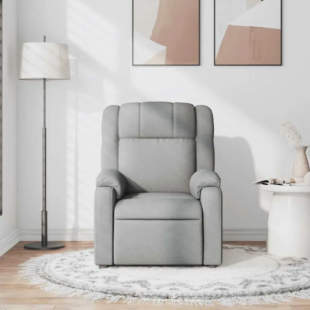 Massage Recliner Chair Fabric Light Grey Manual Recline Vibration