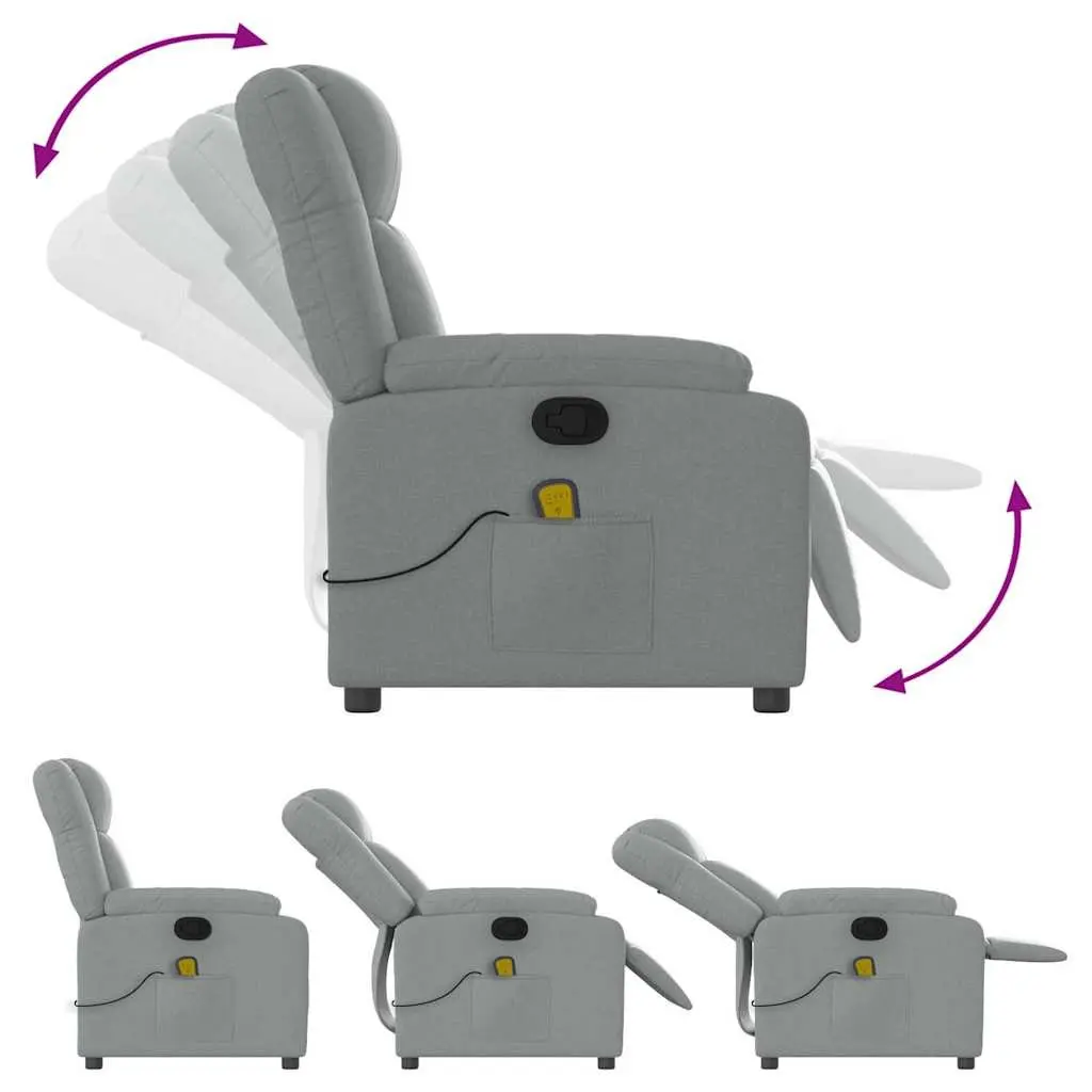 Massage Recliner Chair Fabric Light Grey Manual Recline Vibration