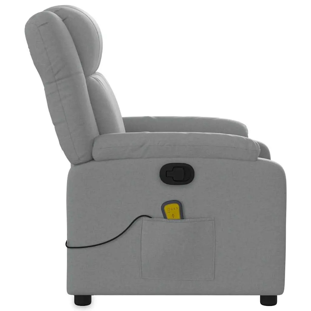 Massage Recliner Chair Fabric Light Grey Manual Recline Vibration
