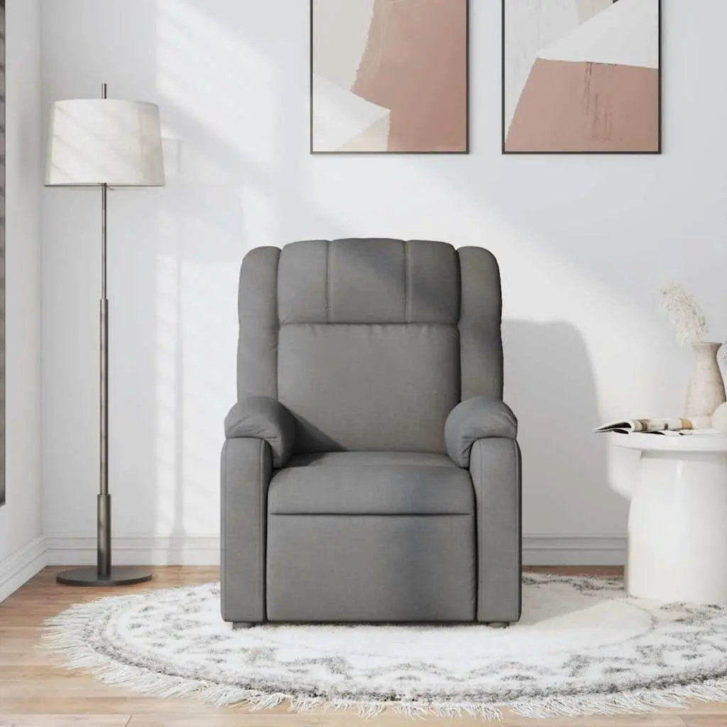 Massage Chair Dark Grey Fabric Manual Recline Adjustable Backrest Vibration Massage 6 Points