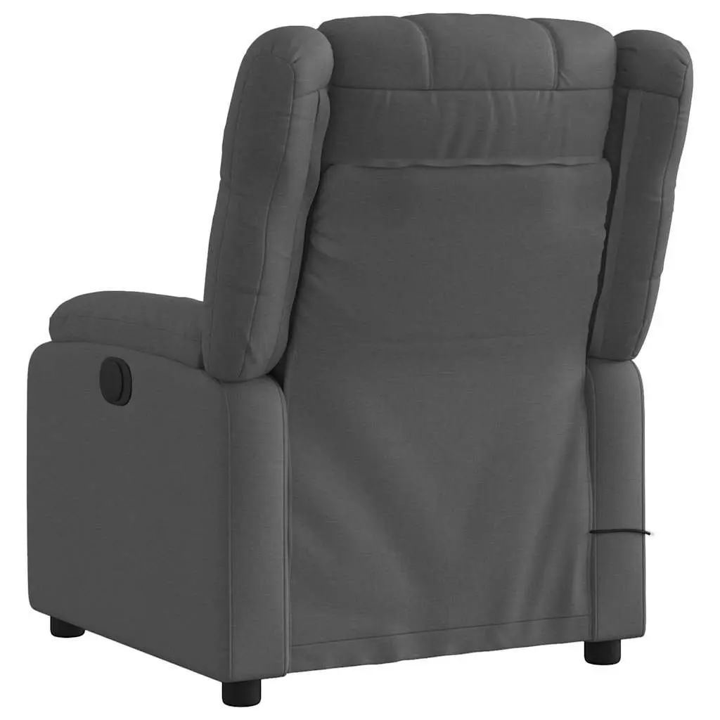 Massage Chair Dark Grey Fabric Manual Recline Adjustable Backrest Vibration Massage 6 Points