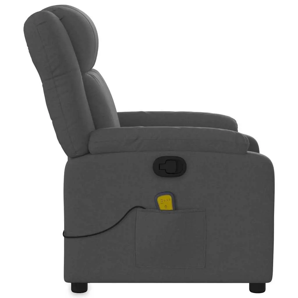 Massage Chair Dark Grey Fabric Manual Recline Adjustable Backrest Vibration Massage 6 Points