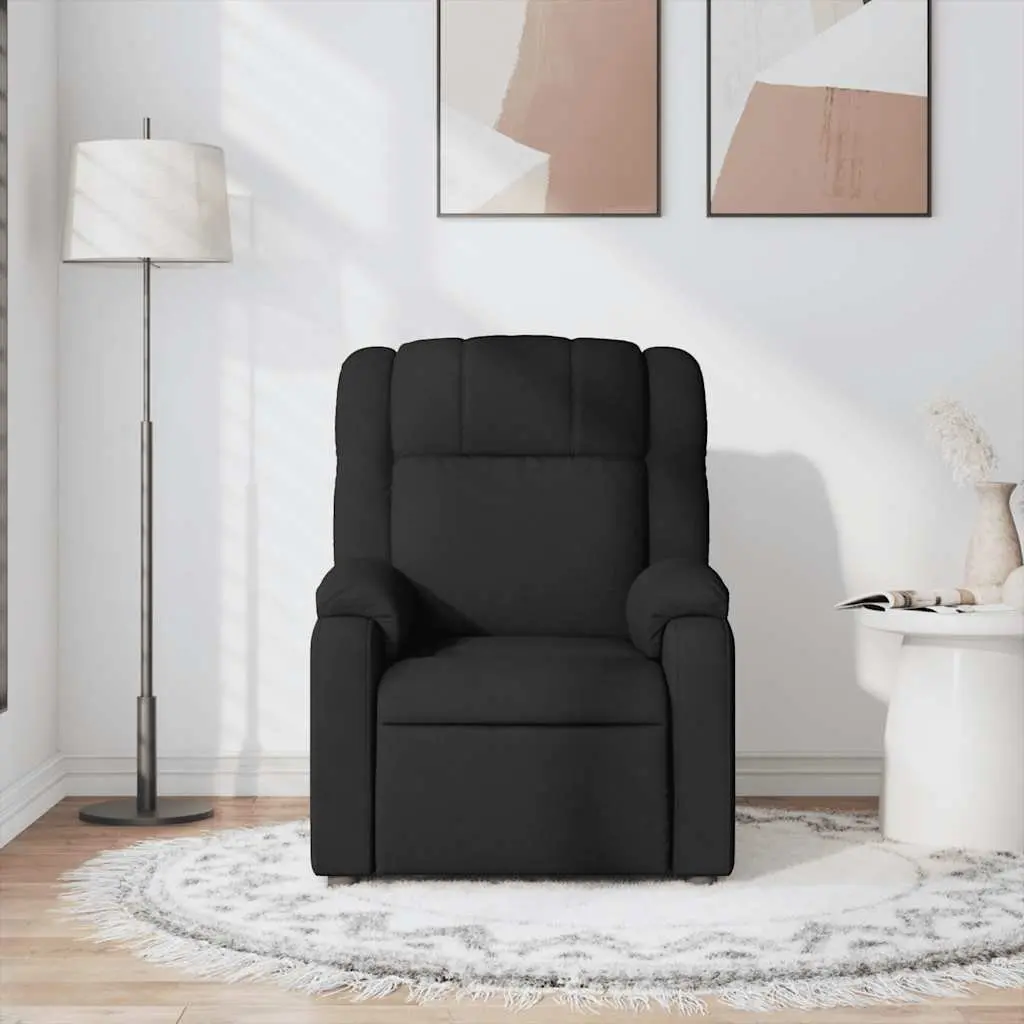 Massage Recliner Chair Black Fabric Manual Armchair Vibration Lounge Seat