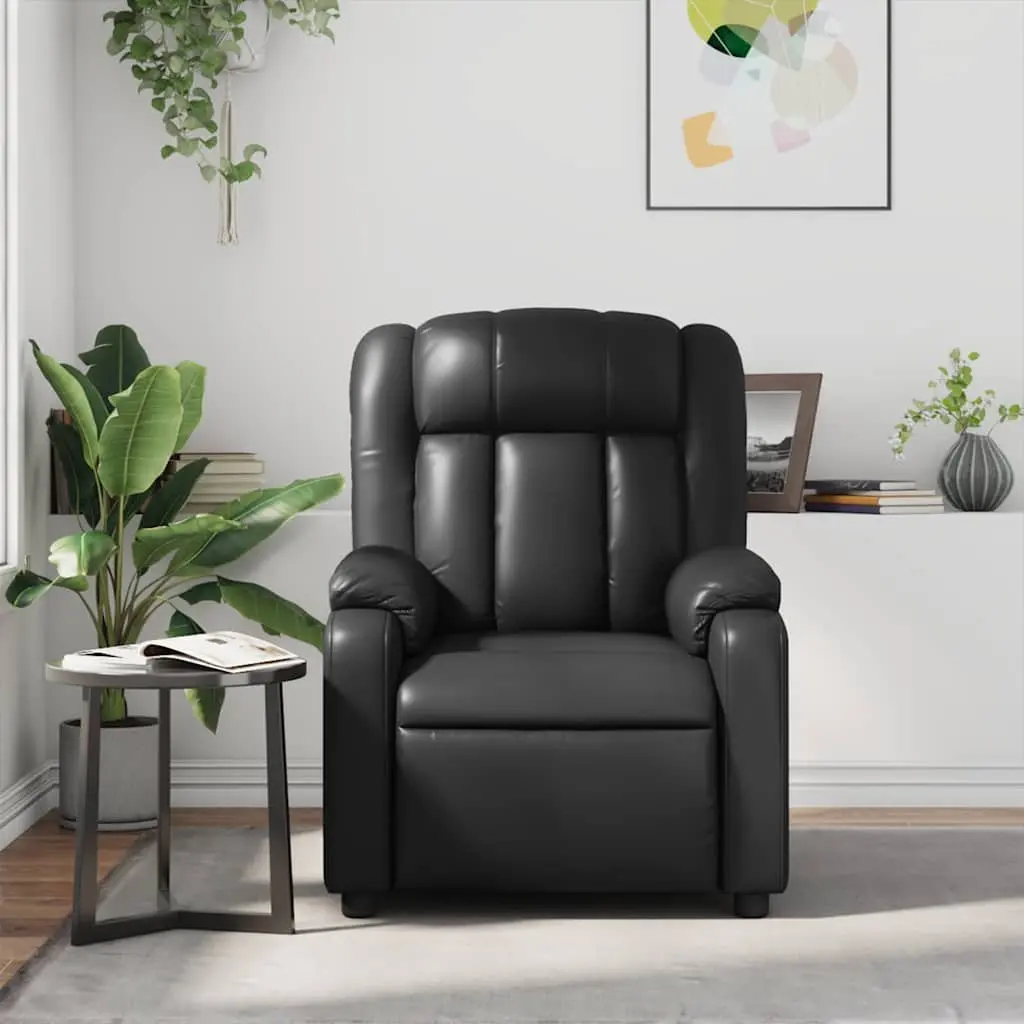 Massage Recliner Chair Faux Leather Black Manual Reclining Armchair 135 Degrees