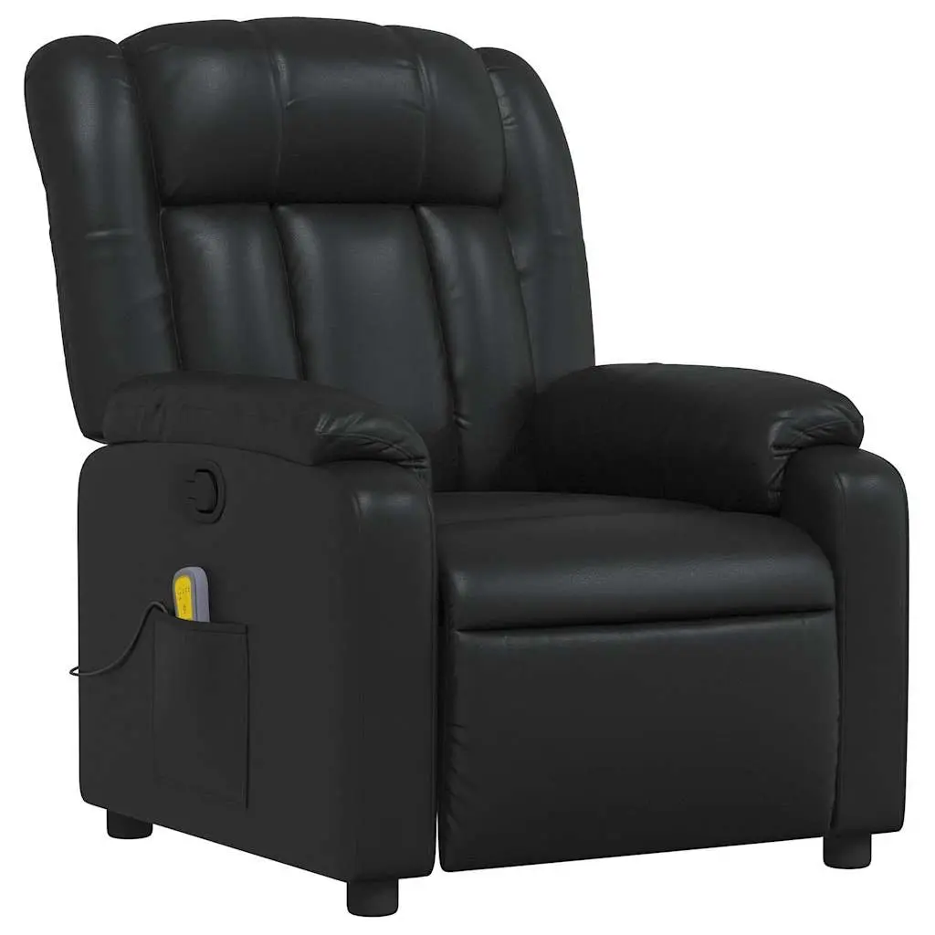 Massage Recliner Chair Faux Leather Black Manual Reclining Armchair 135 Degrees