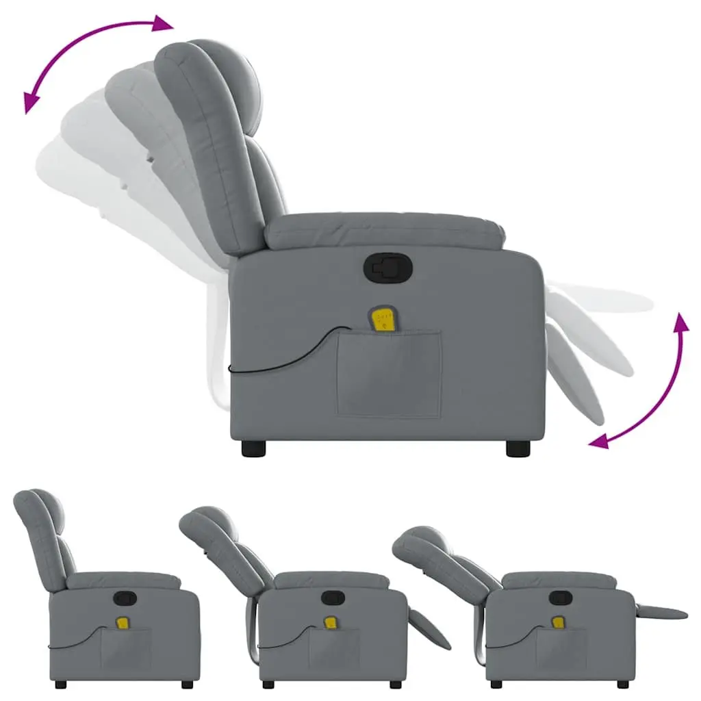 Massage Recliner Chair Faux Leather Grey Manual Recline Vibration