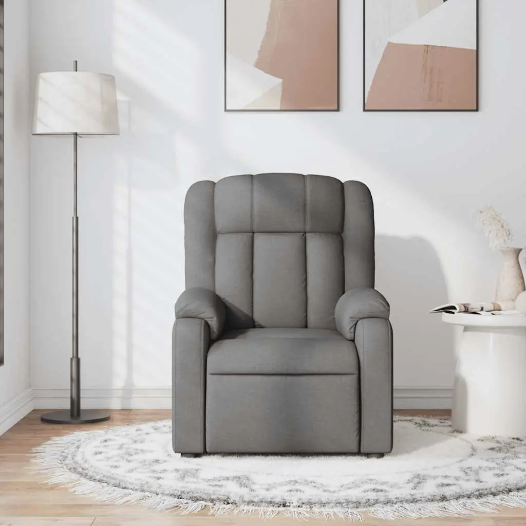 Massage Recliner Chair Manual Recline Fabric 6 Point Grey