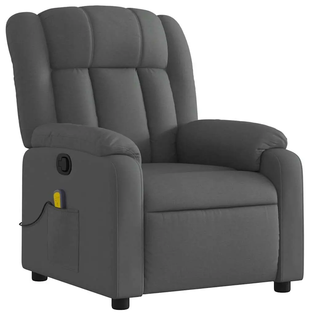 Massage Recliner Chair Manual Recline Fabric 6 Point Grey