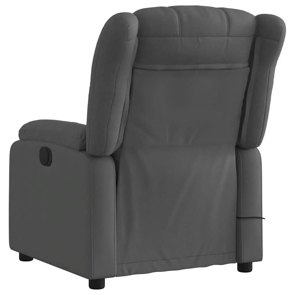 Massage Recliner Chair Manual Recline Fabric 6 Point Grey