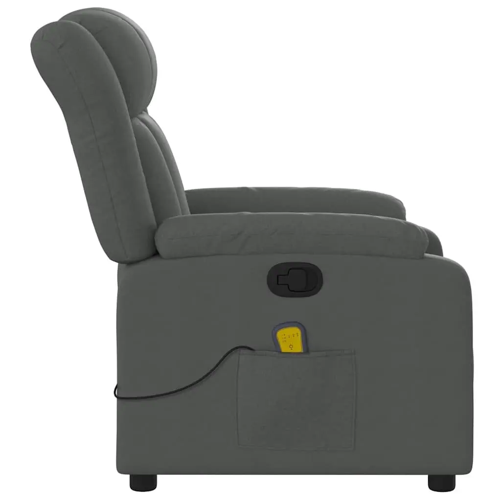 Massage Recliner Chair Manual Recline Fabric 6 Point Grey