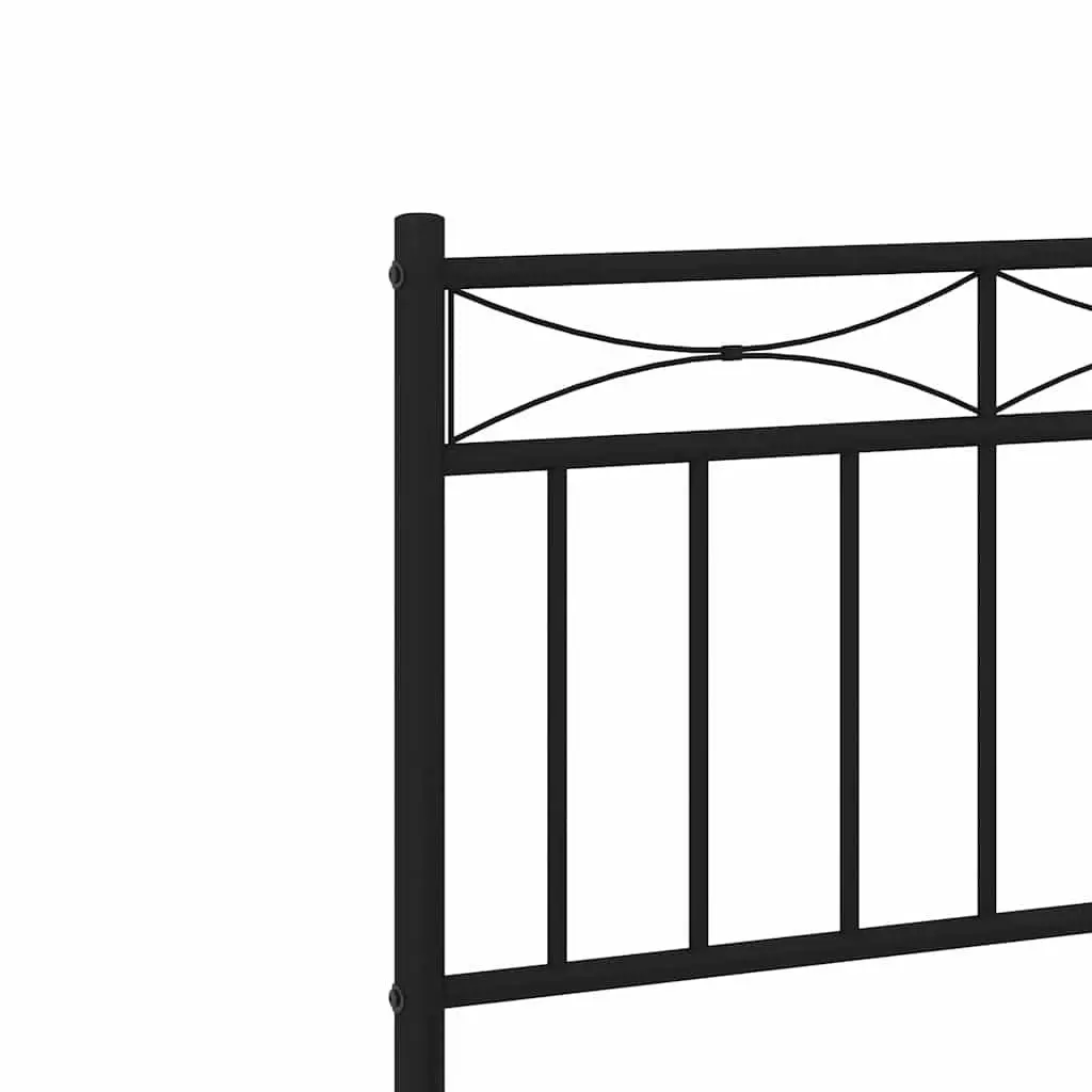 Metal Bed Frame 150x200cm Black Powder-Coated Steel with Headboard and Under-Bed Storage