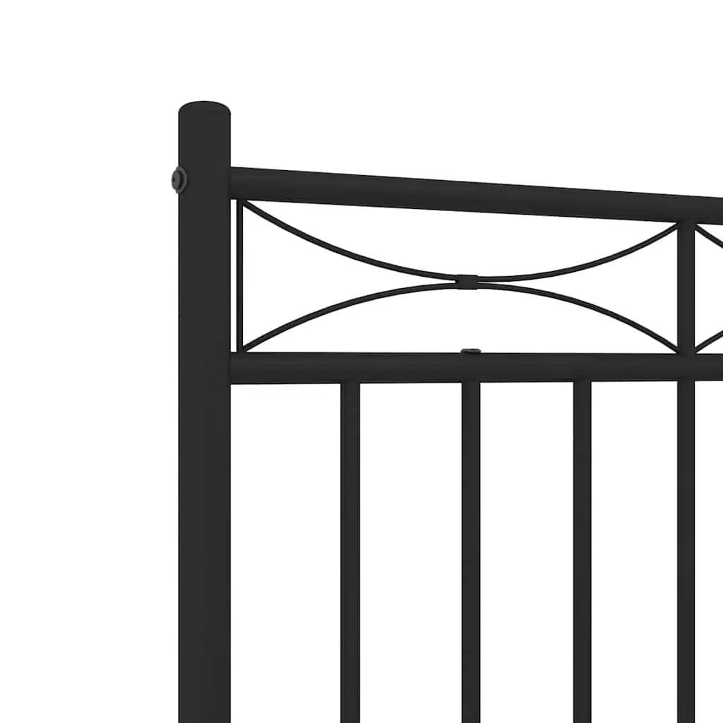 Black Metal Bed Frame 135x190cm with Integrated Headboard Footboard and Underbed Storage