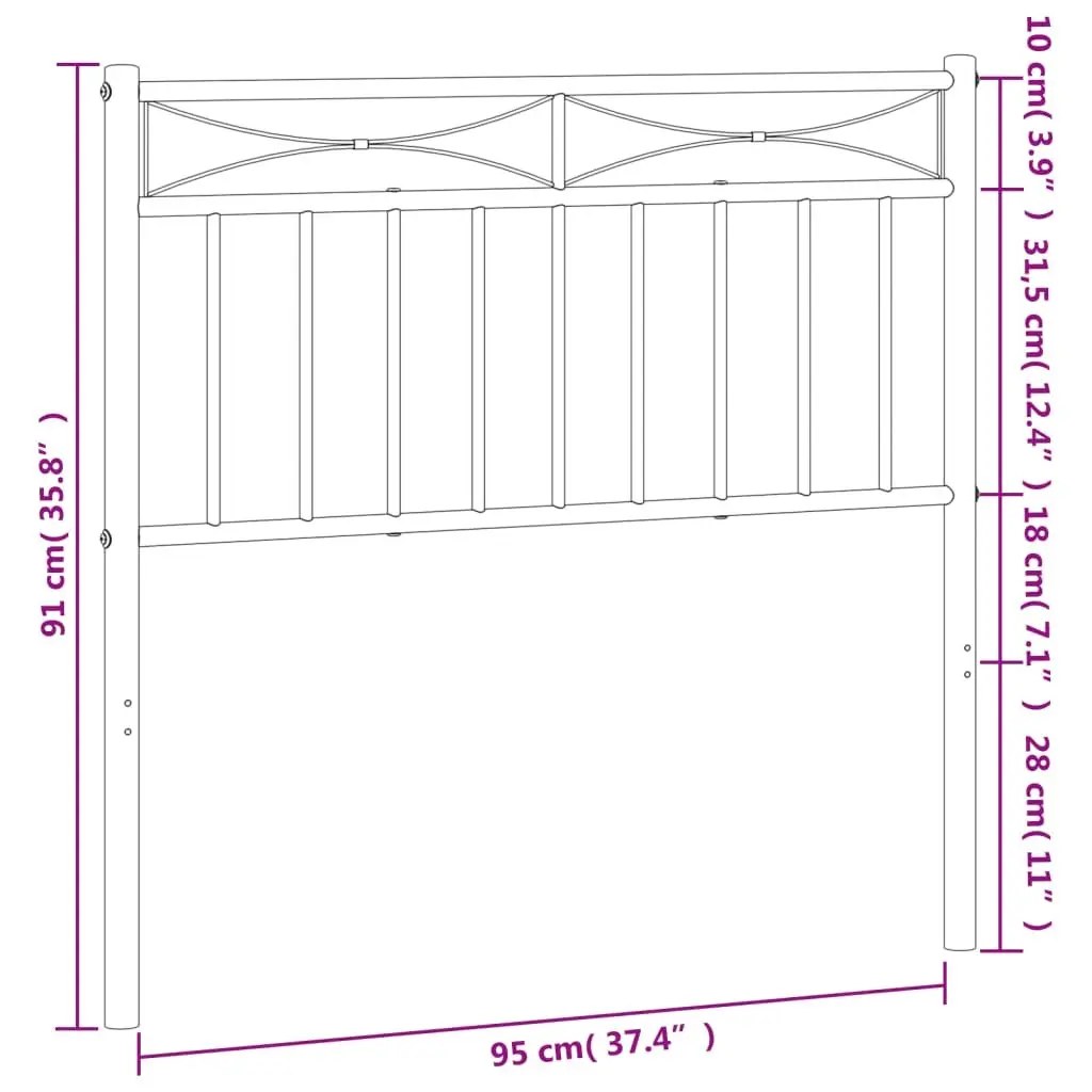 Metal Headboard 90cm Black Bed Frame Head Board Bedroom Furniture Sturdy Steel
