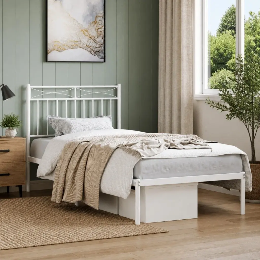 Metal Bed Frame with Headboard 90x190 cm
