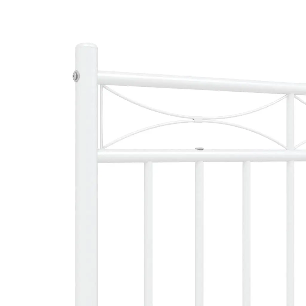 Metal Bed Frame Powder-coated Steel 150x200 cm White Slatted Base