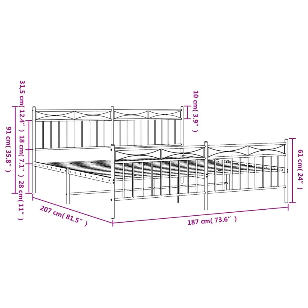 King Size Metal Bed Frame with Storage Space