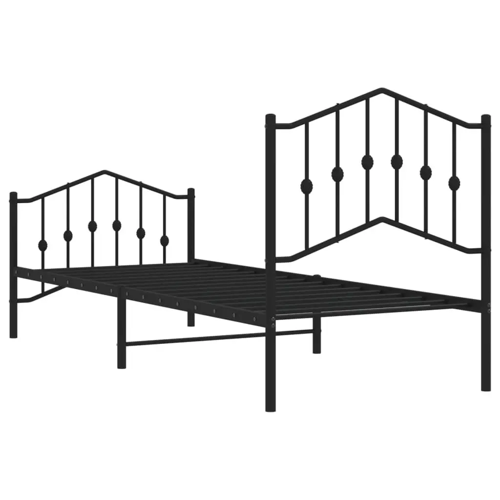 Metal Bed Frame Black 90x190cm with Headboard and Footboard for Bedroom Furniture
