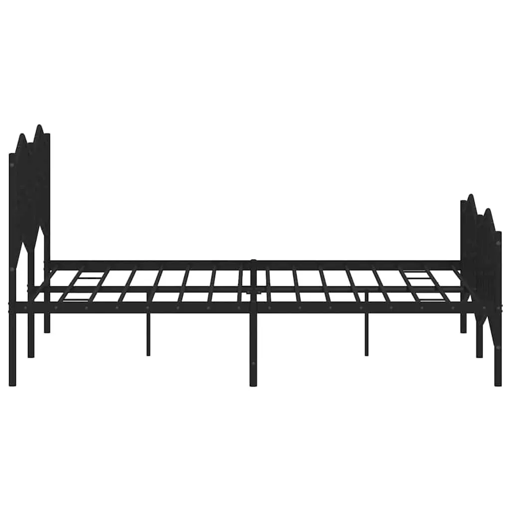 Queen Size Metal Bed Frame Black 150x200cm with Integrated Headboard and Footboard Powder-Coated Steel Construction for Bedroom Furniture