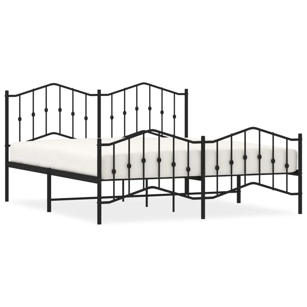 Metal Bed Frame King Powder-coated Steel 183x203 cm Black
