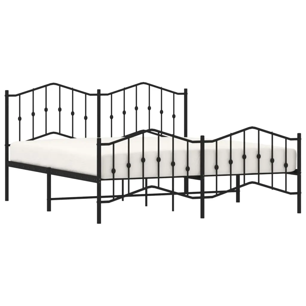 Metal Bed Frame King Powder-coated Steel 183x203 cm Black