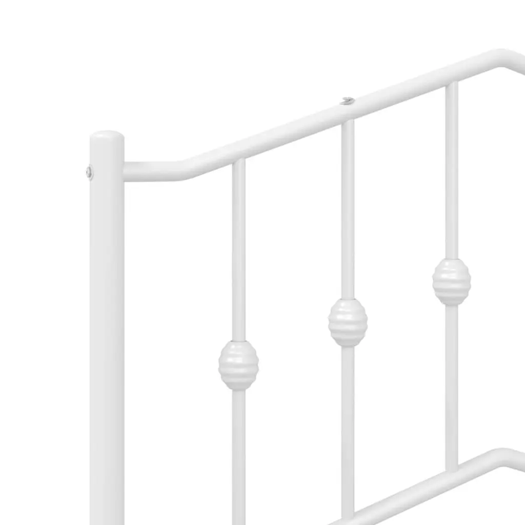Metal Bed Frame with Headboard Slatted Base White 90x190 cm Bedroom Furniture