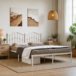 Practical Metal Bed Frame with Headboard for Everyday Use 135x190 cm