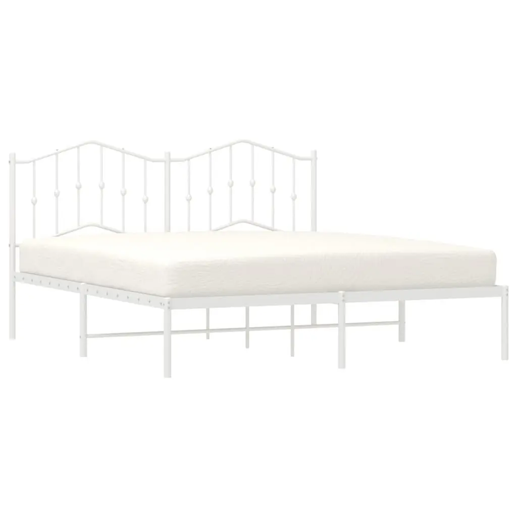 Metal Bed Frame King Size Powder-coated Steel 183x203 cm White