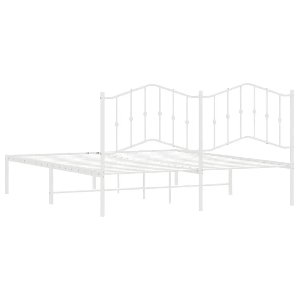Metal Bed Frame King Size Powder-coated Steel 183x203 cm White