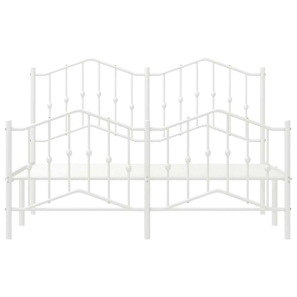 Metal Bed Frame White 135x190 cm with Footboard Headboard Storage Space