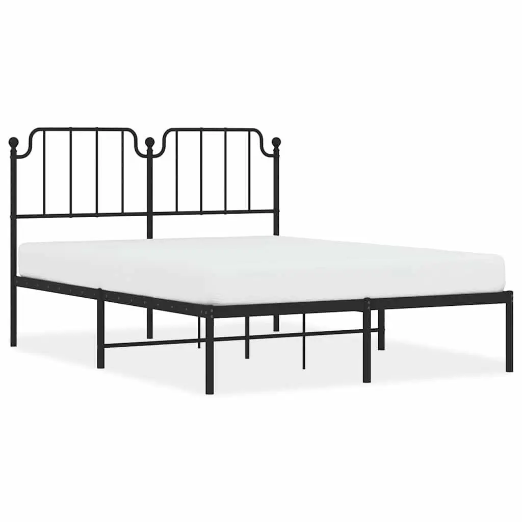 Black Metal Bed Frame with Storage 150x200 cm