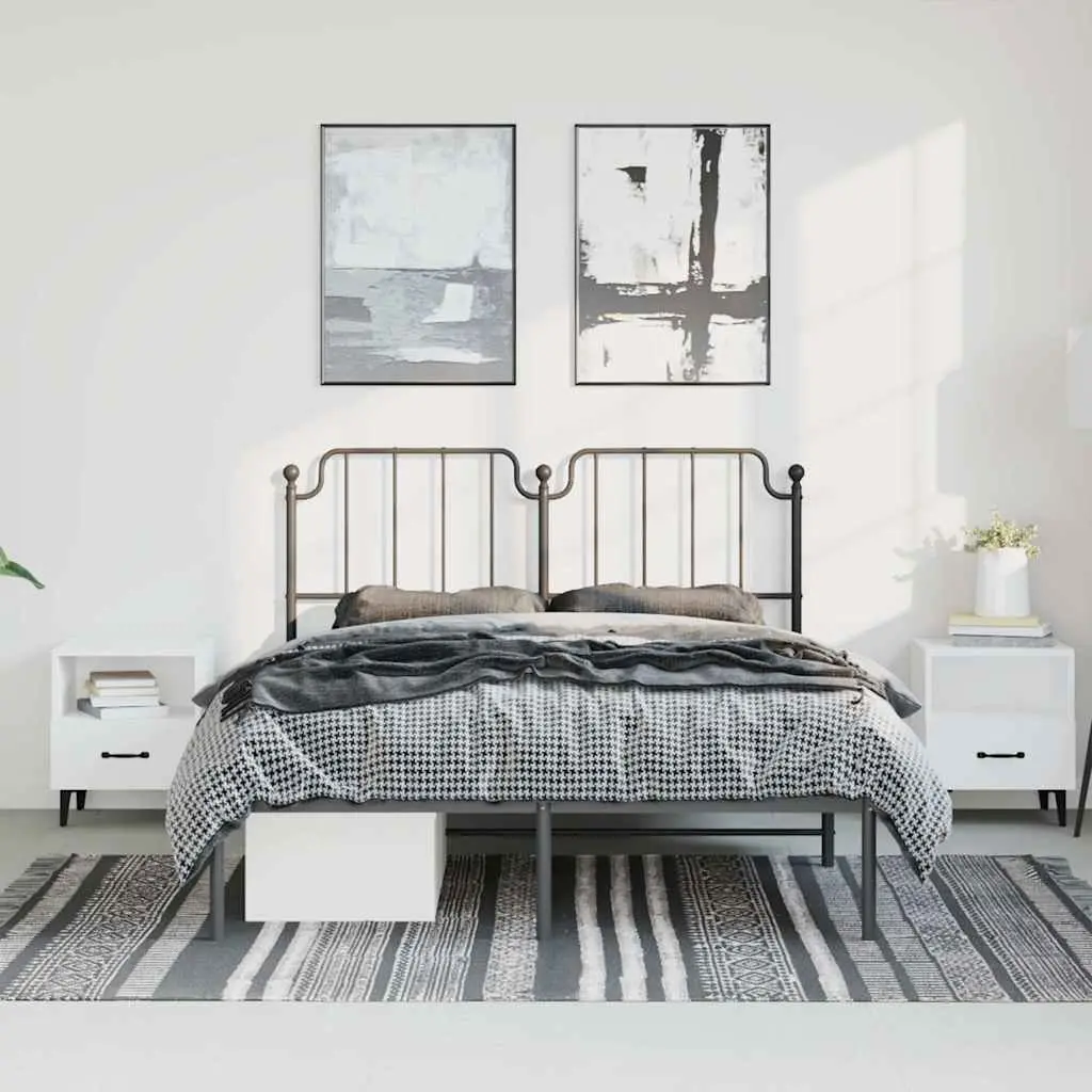 Black Metal Bed Frame with Storage 150x200 cm