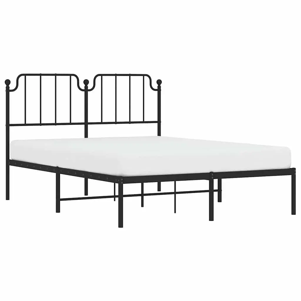 Black Metal Bed Frame with Storage 150x200 cm