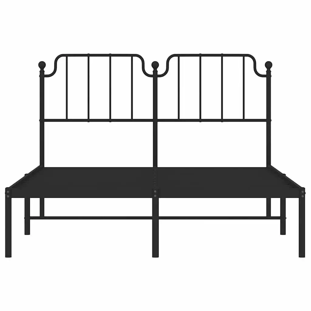Black Metal Bed Frame with Storage 150x200 cm