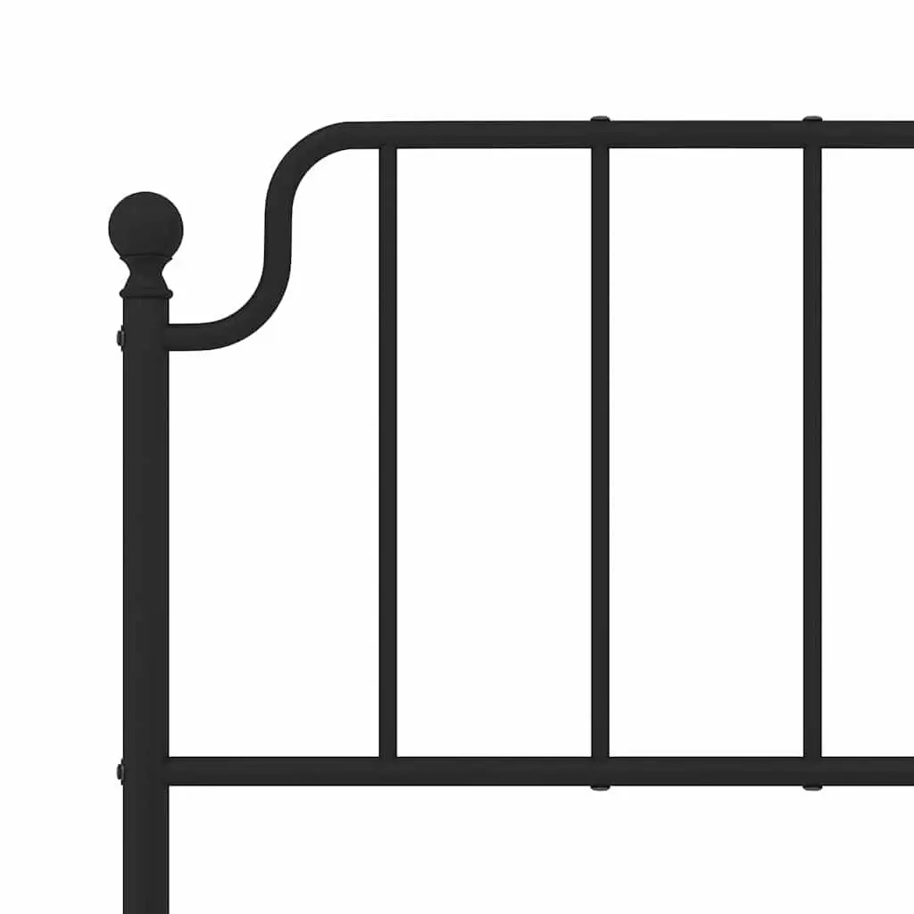 Metal Bed Frame 135x190 cm Bedroom Furniture Black with Footboard Headboard