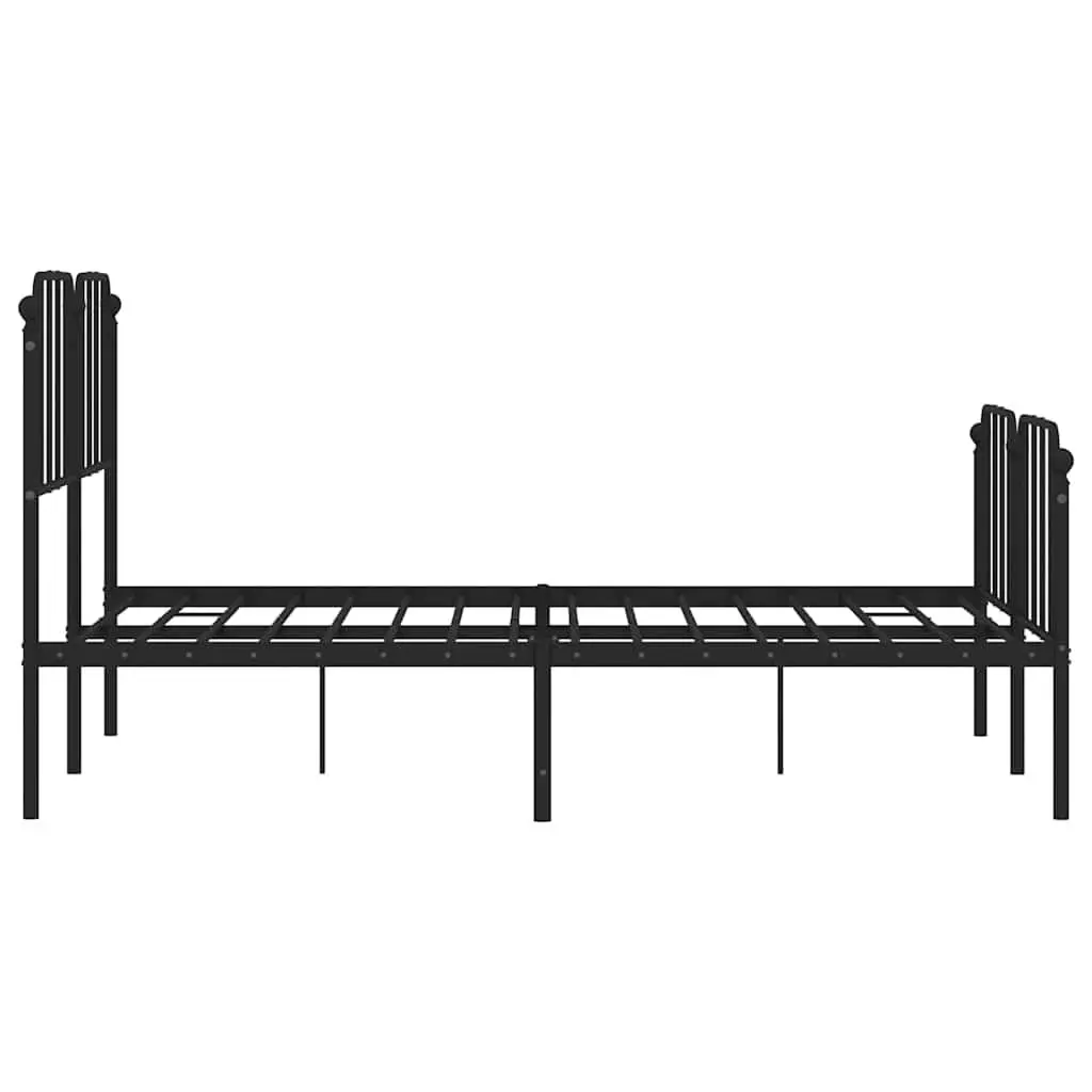 Metal Bed Frame with Footboard and Headboard Black 150x200 cm Bedroom Furniture