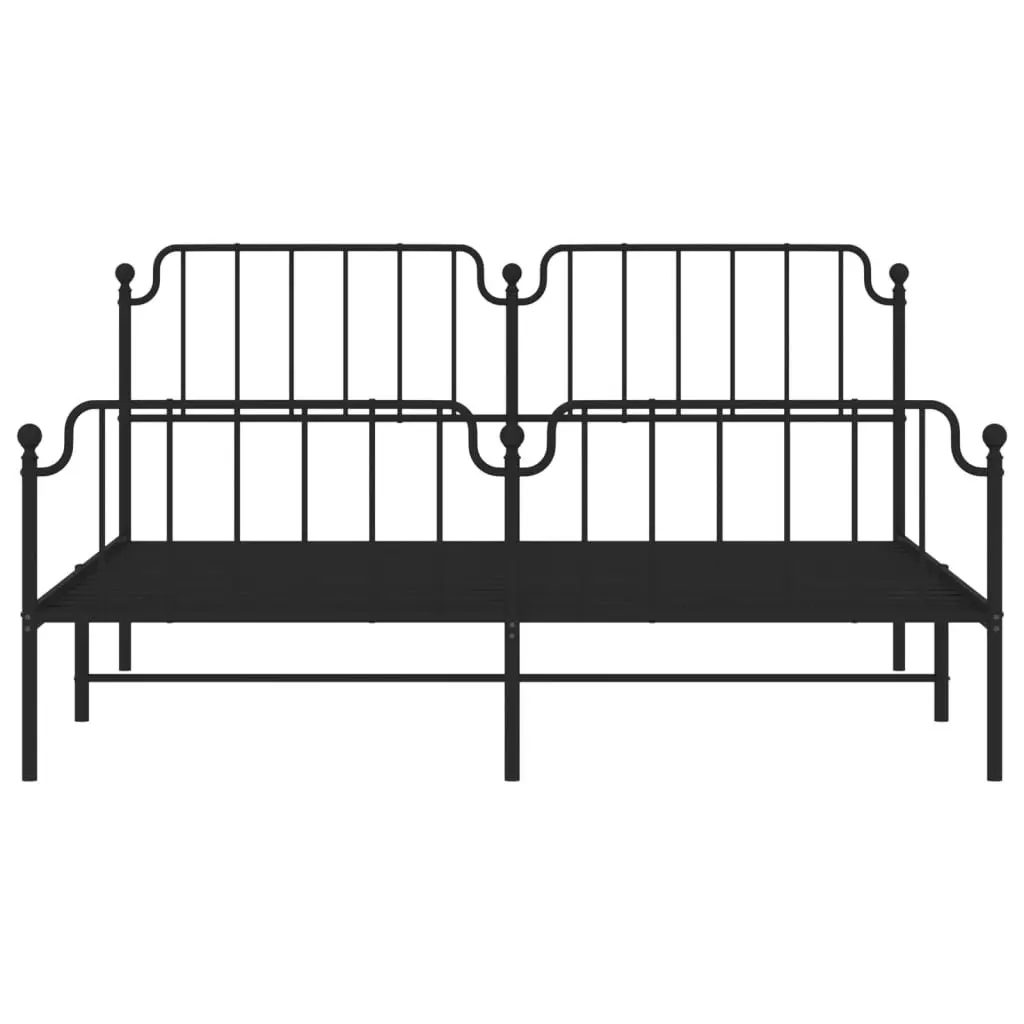 Metal Bed Frame King 183x203 cm with Footboard Headboard Black Bedroom Furniture