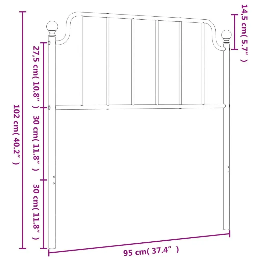 Black Metal Headboard 90 cm for Bedrooms