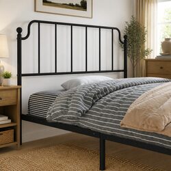 Metal Headboard Black 107cm Bed Frame Header Bedroom Furniture Sturdy Design