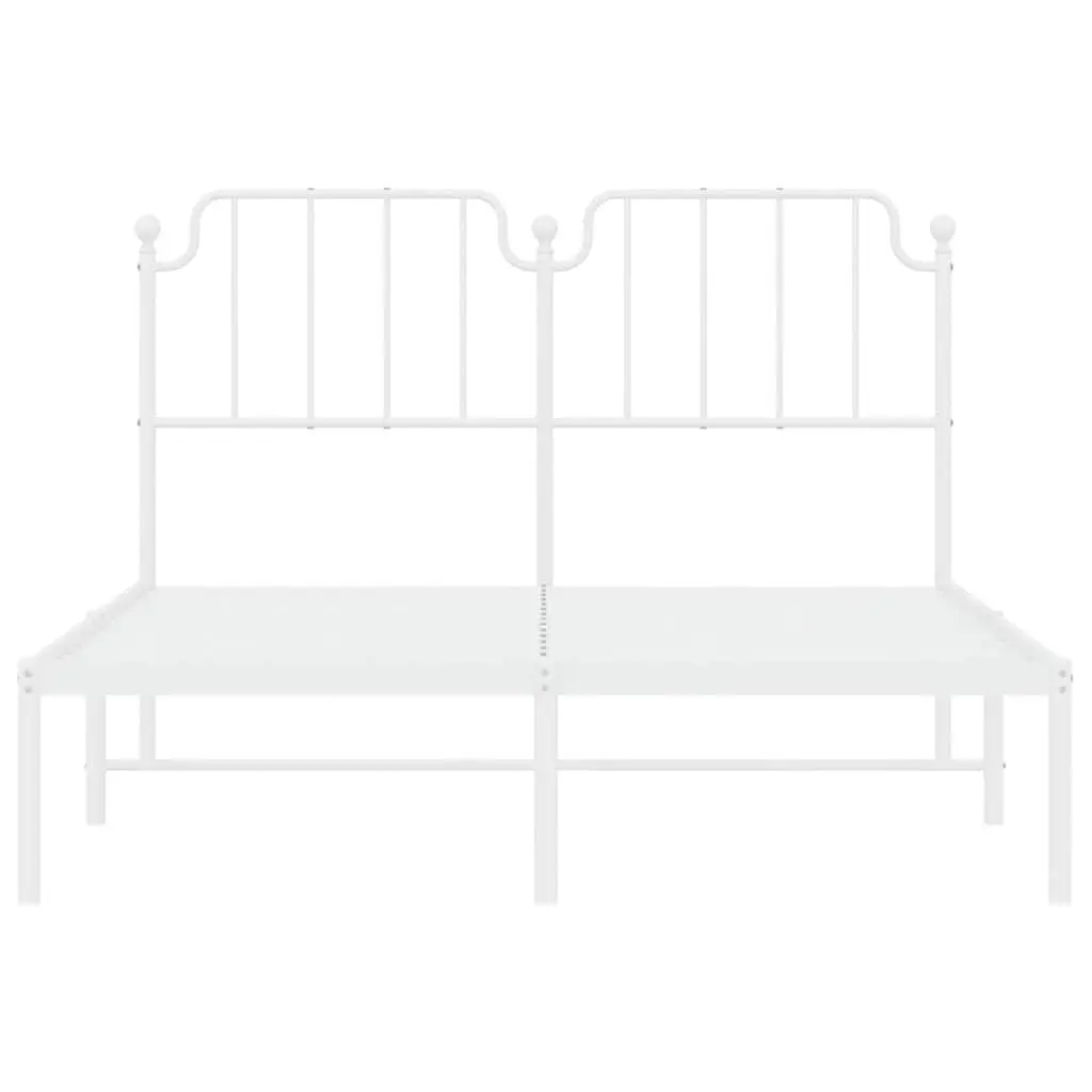 Metal Bed Frame with Headboard Powder-coated Steel 150x200 cm White