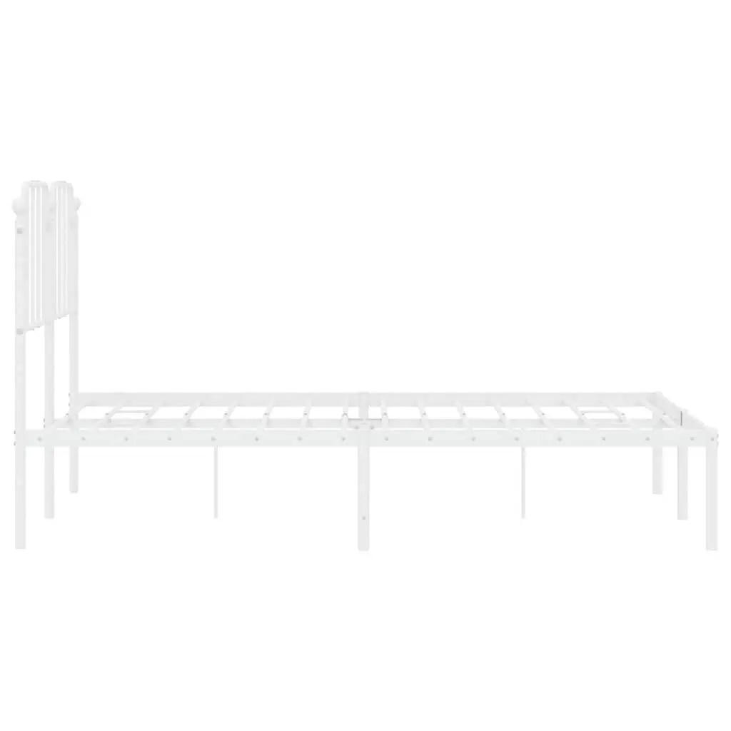 Metal Bed Frame with Headboard Powder-coated Steel 150x200 cm White