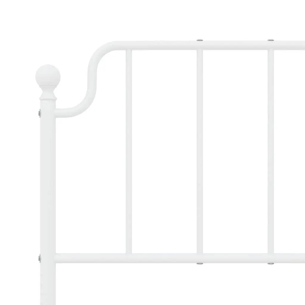 Metal Bed Frame with Headboard Powder-coated Steel 150x200 cm White