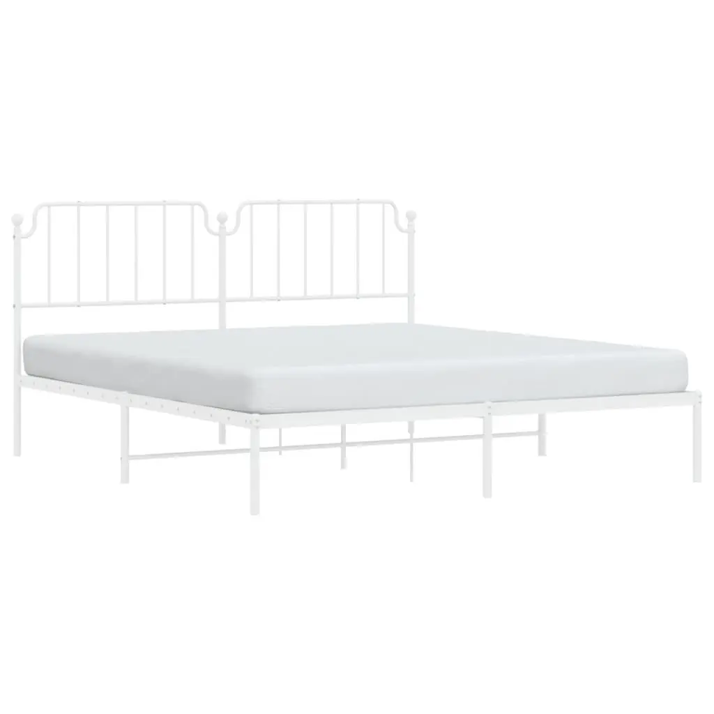 Metal Bed Frame King Powder-coated Steel 183x203 cm White