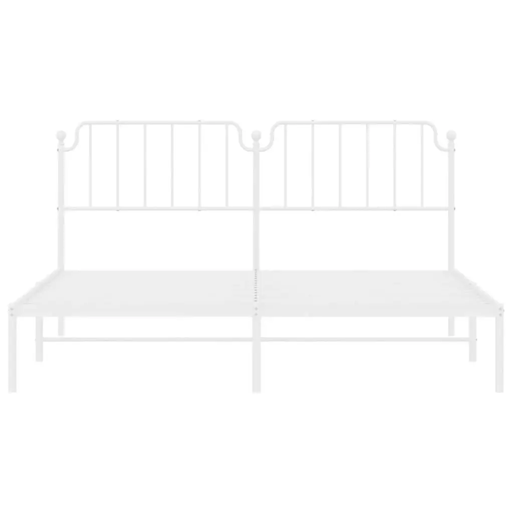 Metal Bed Frame King Powder-coated Steel 183x203 cm White