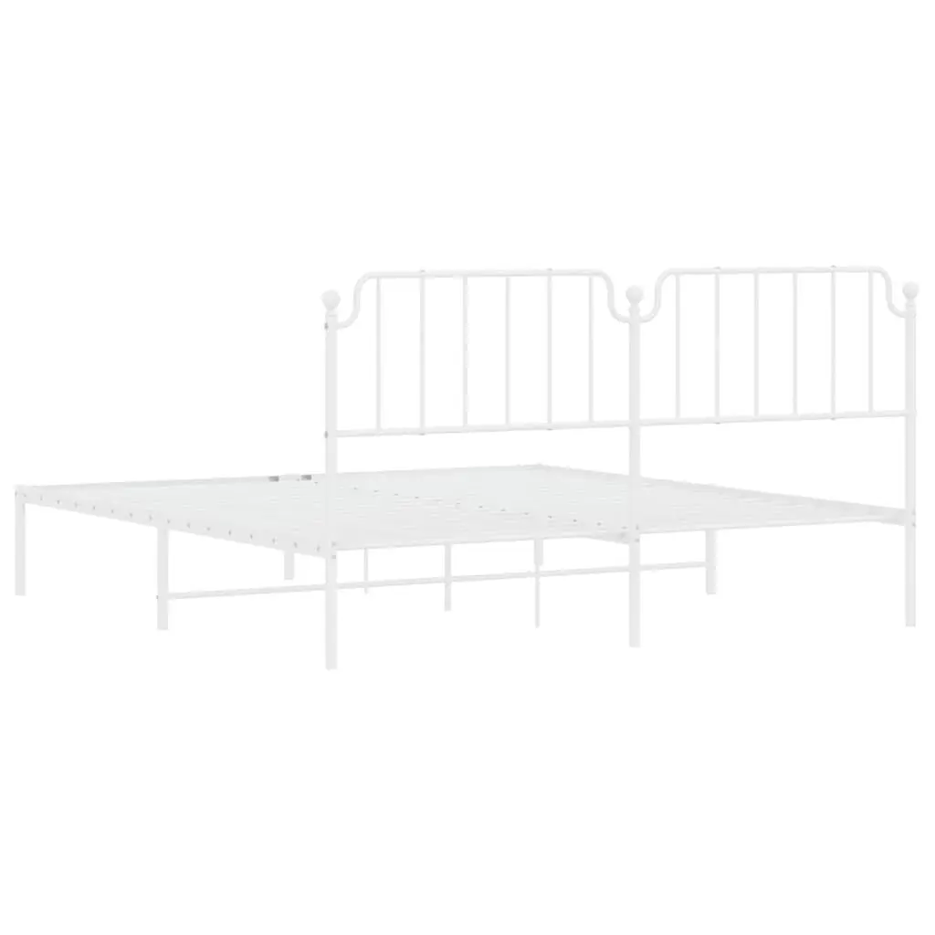 Metal Bed Frame King Powder-coated Steel 183x203 cm White