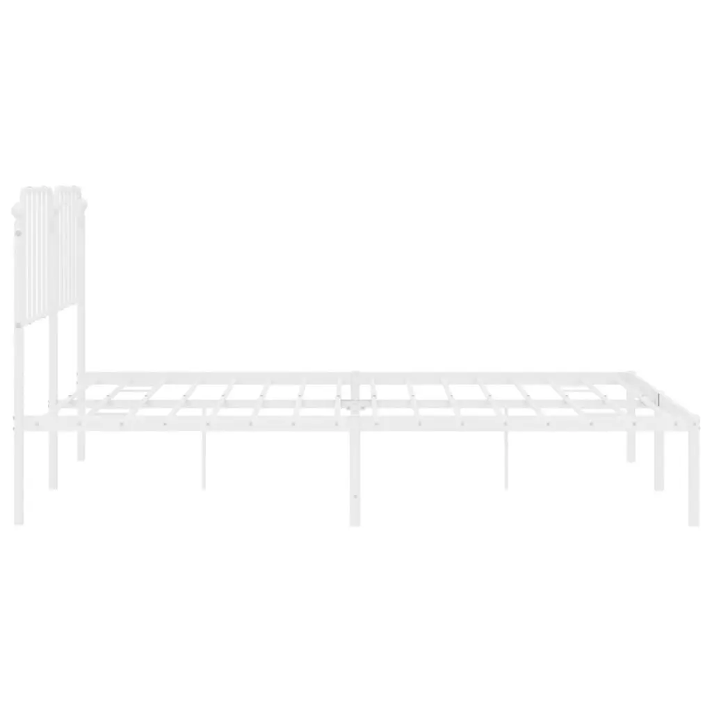 Metal Bed Frame King Powder-coated Steel 183x203 cm White