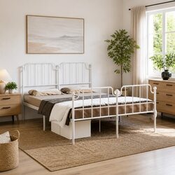 Practical White Metal Bed Frame for Every Bedroom