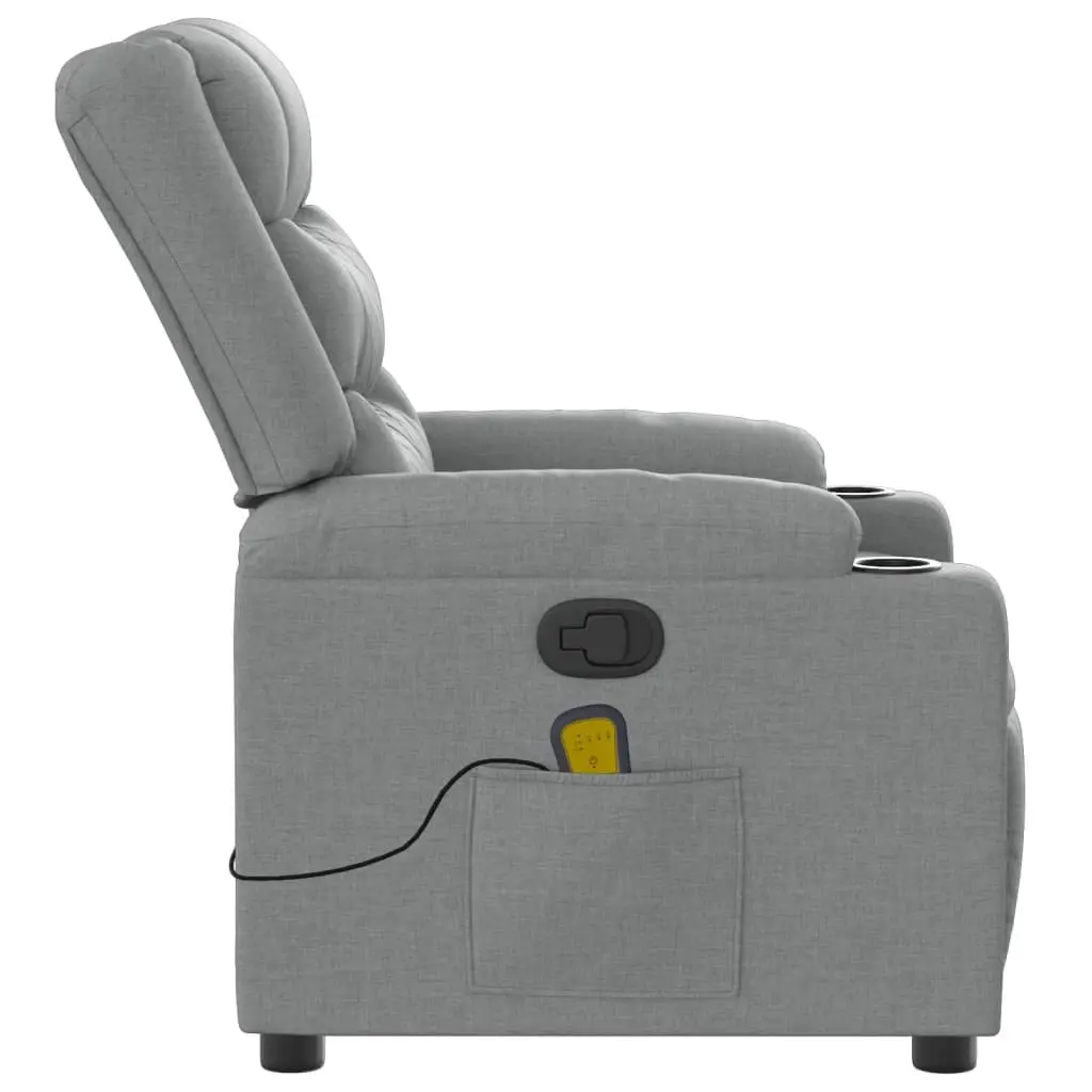 Massage Recliner Chair Manual Reclining Fabric Light Grey