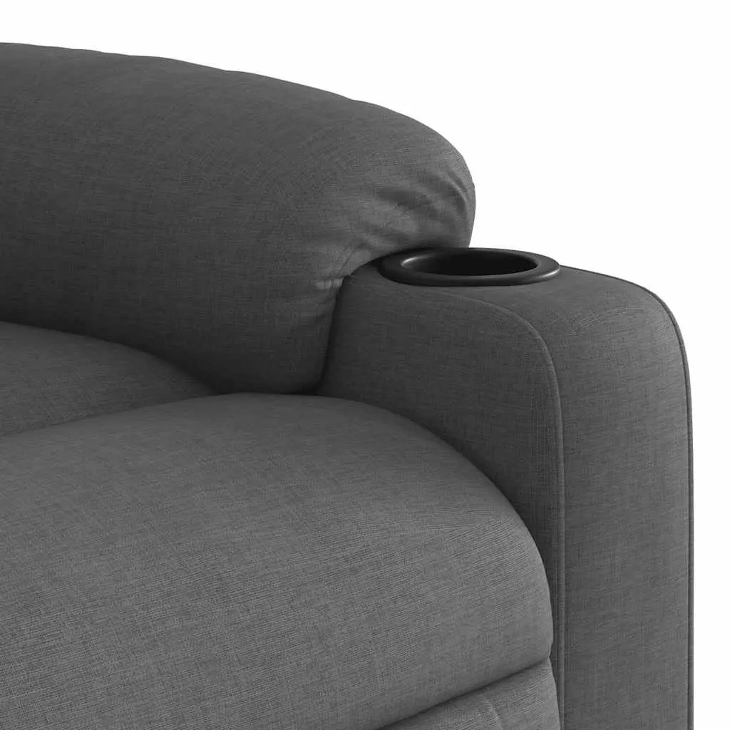 Massage Recliner Chair Grey Fabric Manual Recline Vibration 6 Points Armchair